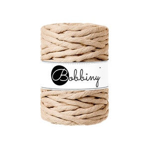 Bobbiny Sand Premium Corda di Macrame 9mm 30m - single attorcigliata corda di cottone