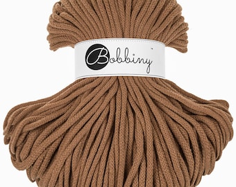 Bobbiny Caramel Cotton Cord 5mm: 108 yds Recycled Braided Cord