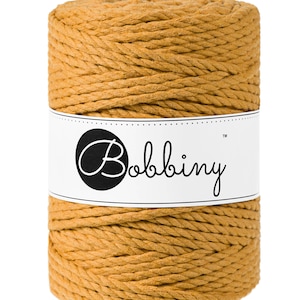 Bobbiny Mustard corda di macrame 100m 3mm 3ply - attorcigliata corda di macrame