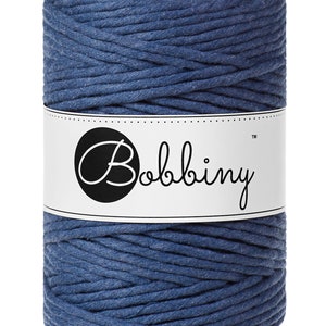 Bobbiny Jeans Premium Macrame cord 5mm, 108 yards (100 meters) - Single twist macrame cord, certified recycled macrame cord