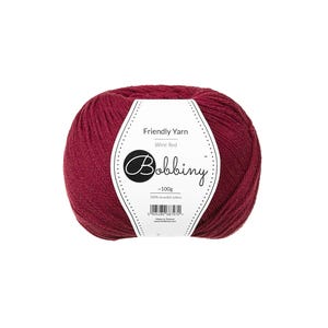 Bobbiny Wine Red Friendly Yarn 100g - Braided cotton yarn, certified recycled cotton