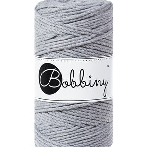 Bobbiny Silver corda di macrame 100m 3mm 3ply - attorcigliata corda di macrame