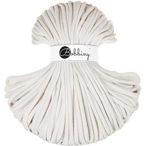 Bobbiny Off White Corda di Cottone 9mm, 100 meters - Corda di cottone intrecciata, certificato corda di cottone dal riciclo