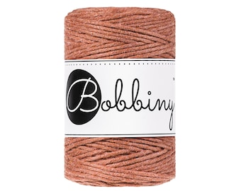 Bobbiny Terracotta 1.5mm Baby Macrame cord, 108 yards (100 meters) - Single twist macrame cord, certified recycled macrame cord