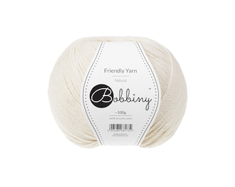 Bobbiny Natural Friendly Yarn 100g - Braided cotton yarn, certified recycled cotton