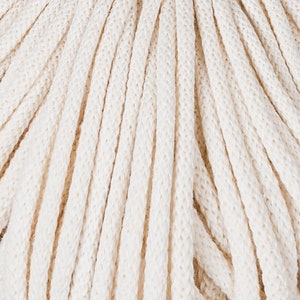 Bobbiny Natural Cotton Cord 5mm, 108 yards 100 meters Braided cotton cord, certified recycled cotton cord image 2