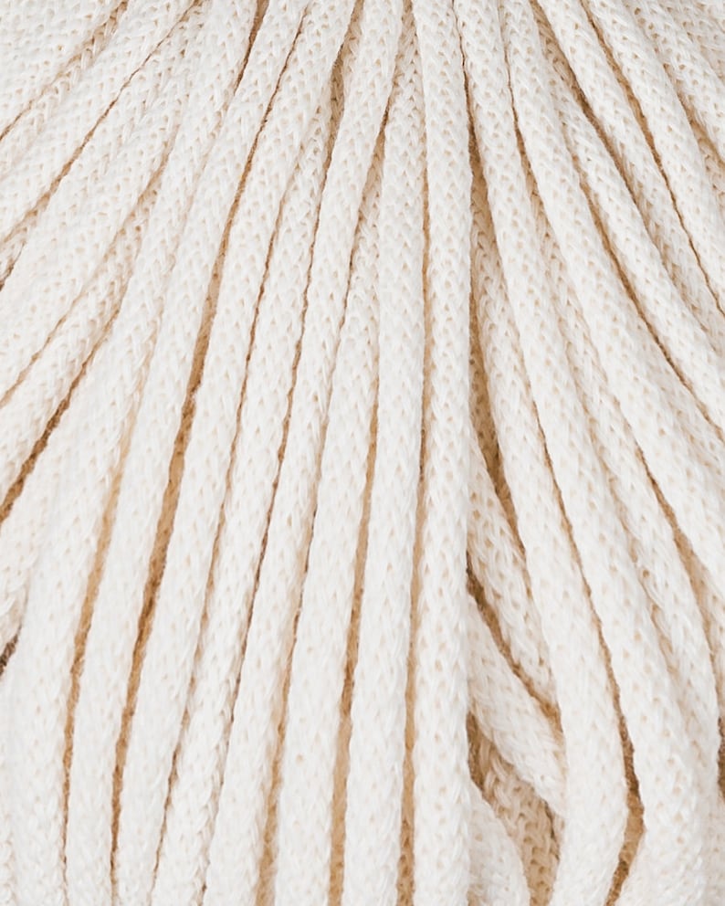 Bobbiny Natural Cotton Cord 5mm, 108 yards 100 meters Braided cotton cord, certified recycled cotton cord image 2