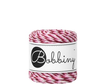 Bobbiny Candy Cane Macrame Rope: 1.5mm Recycled Cotton 35m