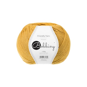Bobbiny Mustard Friendly Yarn 100g - Braided cotton yarn, certified recycled cotton
