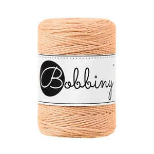 Bobbiny 3ply Peach Fuzz Baby Macrame cord 1.5mm, 108 yards 100 meters 3-strand macrame rope, certified recycled macrame rope image 2