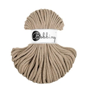 Bobbiny Sand Cotton Cord 5 mm - Geflochtene Baumwollschnur, zertifizierte recycelte Baumwollkordel