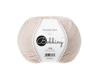 Bobbiny Nude Friendly Yarn 100g - Braided cotton yarn, certified recycled cotton