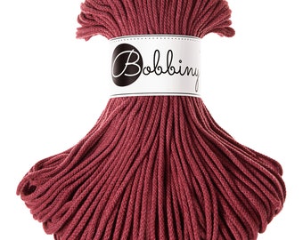 Bobbiny Wild Rose Cotton Cord 3mm, 108 yards (100 meter) - Gevlochten katoenen koord, gecertificeerd gerecycled katoenen koord