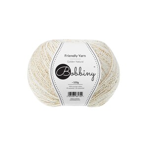 Bobbiny Golden Natural Friendly Yarn 100g - Braided cotton yarn, certified recycled cotton