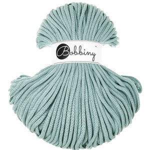 Bobbiny Duck Egg Blue Cotton Cord 5mm, 108 yards 100 meter Gevlochten katoenen koord, gecertificeerd gerecycled katoenen koord afbeelding 1