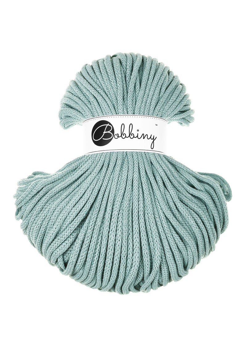 Bobbiny Duck Egg Blue Cotton Cord 5mm, 108 yards 100 meter Gevlochten katoenen koord, gecertificeerd gerecycled katoenen koord afbeelding 1