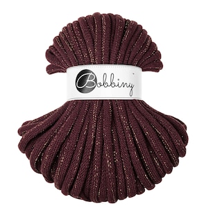 Golden Burgundy 9mm cotton cord, 32,8 yards (30 meters) -  braided cotton rope, macrame cord