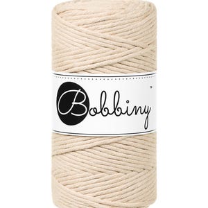 Bobbiny Warm Beige Corda di Macrame 3mm 100m - single attorcigliata corda di cottone