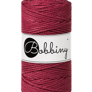 Bobbiny Wine Red corda di macrame 100m 3mm 3ply - attorcigliata corda di macrame
