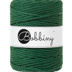Bobbiny Pine Green corda di macrame 100m 3mm 3ply - attorcigliata corda di macrame