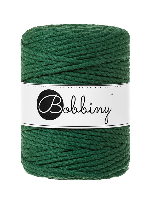 Pine Green 5mm macrame cord, 108 yards (100 meters) - 3-strand (3-ply)  supersoft cotton rope, twisted macrame string