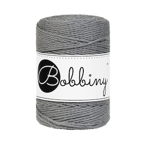 Bobbiny Stone Grey corda di macrame 100m 1,5mm 3ply - attorcigliata corda di macrame