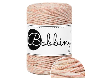 Bobbiny Peach Shake 1.5mm Baby Macrame cord, 108 yards (100 meters) - Single twist macrame cord, certified recycled macrame cord