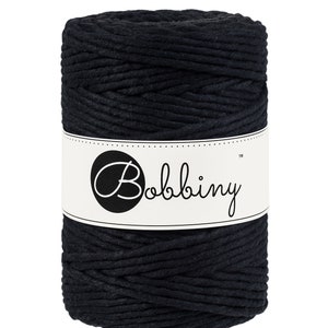 Bobbiny Black Corda di Macrame 5mm, 100 meters -singolarmente attorcigliata corda di macrame, certificato corda di cottone dal riciclo