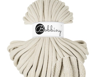 Bobbiny Shiny Cashmere Beige Braided Cotton Cord 9mm: 32.8 yds