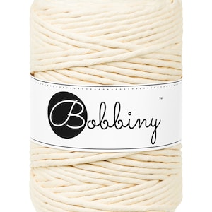 Bobbiny Butter Yellow Corda di Macrame 5mm, 100 m singolarmente attorcigliata corda di macrame, certificato corda di cottone dal riciclo