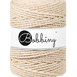 Bobbiny Warm Beige corda di macrame 100m 5mm 3ply - attorcigliata corda di macrame