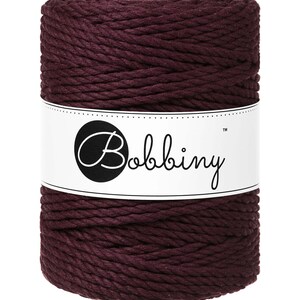 Bobbiny Burgundy corda di macrame 100m 5mm 3ply - attorcigliata corda di macrame