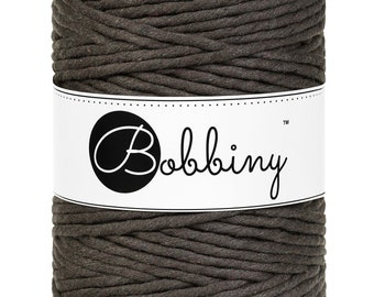 Bobbiny Espresso Macrame Cord: 5mm Single Twist Recycled Cotton