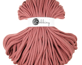 Bobbiny Peony Cotton Cord 9mm, 108 yards (100 meters) - Braided cotton cord, certified recycled cotton cord