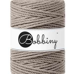 Bobbiny Coffee corda di macrame 100m 3mm 3ply - attorcigliata corda di macrame
