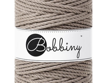 Bobbiny Coffee 3ply Macrame Rope 5mm, 108 yardas (100 metros) - Cuerda de macramé de 3 hebras, cuerda de macramé reciclada certificada