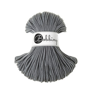 Bobbiny Steel Cotton Cord 3 mm, 108 yards (100 mètres) - Cordon en coton tressé, cordon en coton recyclé certifié