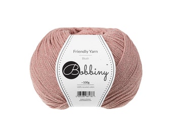 Bobbiny Blush Friendly Yarn 100g - Braided cotton yarn, certified recycled cotton