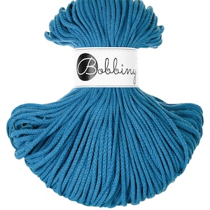 Cordon en coton bleu dopamine, 3 mm, 108 yards (100 mètres) - Cordon en coton tressé, cordon en coton recyclé certifié