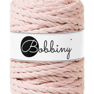 Bobbiny Pastel Pink Macrame Rope 9mm: Recycled Cotton 32-Yard