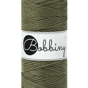 Bobbiny Avocado Makramee Kordel 3mm, 108 Yards (100 Meter) - Single Twist Makramee Kordel, zertifizierte recycelte Makramee Kordel