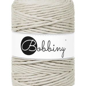 Bobbiny Pale Olive Corda di Macrame 5mm, 100 meters -singolarmente attorcigliata corda di macrame, certificato corda di cottone dal riciclo