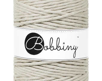 Bobbiny Pale Olive Macrame Cord: 5mm Single Twist Recycled Cotton