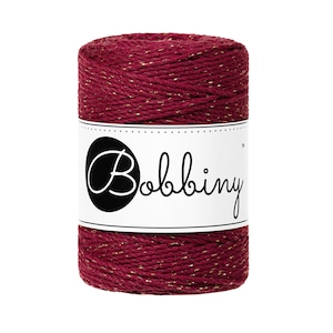 Bobbiny Golden Wine Red corda di macrame 100m 1,5mm 3ply - attorcigliata corda di macrame