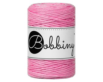 Bobbiny Bubblegum Pink Macrame Cord: 1.5mm Single Twist Recycled Cotton