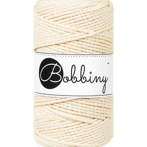 Bobbiny Butter Yellow corda di macrame 100m 3mm 3ply - attorcigliata corda di macrame