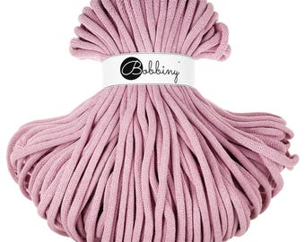 Dusty Rose Bobbiny Jumbo Cotton Cord 9mm, 108 yards (100 meters) - Braided cotton cord, certified recycled cotton cord