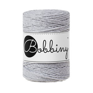 Bobbiny Light Grey corda di macrame 100m 1,5mm 3ply - attorcigliata corda di macrame