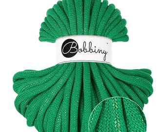 Bobbiny Shiny Jade Green Braided Cotton Cord 9mm: 32.8 yds