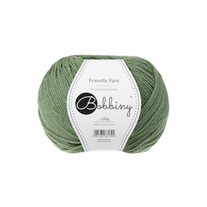 Bobbiny Eucalyptus Green Friendly Yarn 100g - Braided cotton yarn, certified recycled cotton